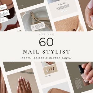 Nail Salon Canva Templates for Nail Businesses, Editable Instagram Posts for Manicure Services, Nail Studio Marketing Kit to Save Time