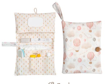 Balloon Print Diaper Clutch, Portable Baby Essentials Organizer, Nappy Wallet, Baby Shower Gift