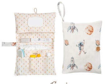 Space Print Diaper Clutch, Portable Baby Essentials Organizer, Nappy Wallet, Baby Shower Gift