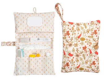 Christmas Print Diaper Clutch, Portable Baby Essentials Organizer, Nappy Wallet, Baby Shower Gift