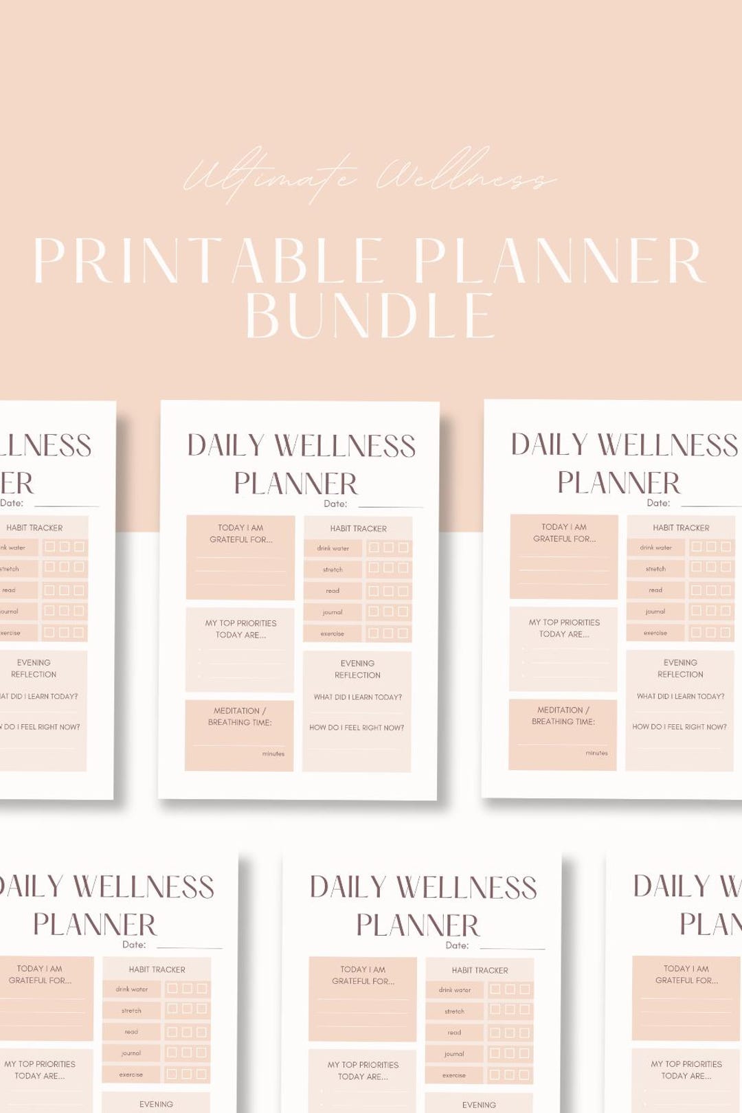 Daily Wellness Planner Printable Self Care Journal Mindfulness & Habit ...
