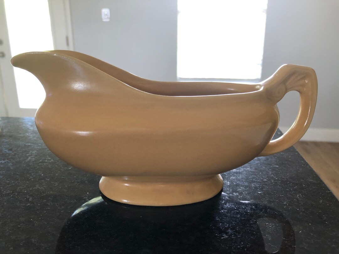 Vintage Yellow Ware Gravy Boat Over and Back Yellow Ware Etsy