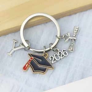 Personalized 2026 Grad Keychain Graduation Gifts, Custom Grad Keychain Gifts for Best Friends, Initial Grad Keyring Bag Pendant Gift for Her