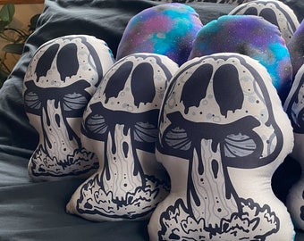 Trippy Galaxy Mushroom Throw Pillow