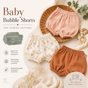 Patrón de costura en PDF para pantalones cortos de bebé tipo burbuja / Recién nacido a 2 años / Patrón en A4 y A0 + Instrucciones / Patrón unisex para bombachos de bebé / Descarga instantánea