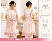 Ruffle Apron Sewing Pattern PDF XS-XL | Vintage or Feminine Apron Pattern Printable | A0 A4 Sewing Pattern | Kitchen Sewing Patterns
