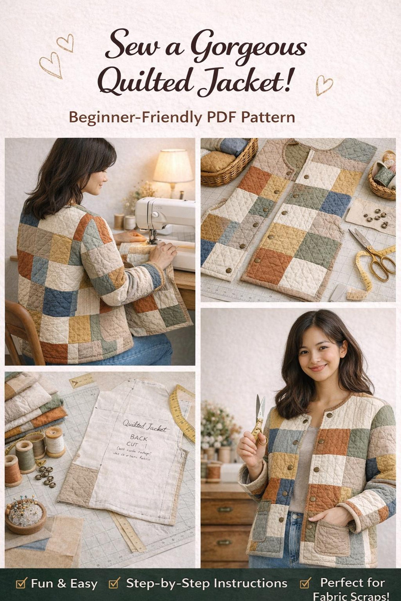 Quilted Jacket Sewing Pattern | EU 34–44 (digital Download) - Etsy
