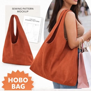 Wykrój torby typu hobo w stylu boho w formacie PDF – 3 rozmiary (S, M, L) – Wykrój torby na ramię – Cyfrowe pliki wykrojów