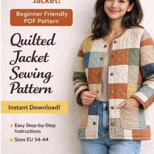 Quilted Jacket Sewing Pattern | EU 34–44 (Digital Download)