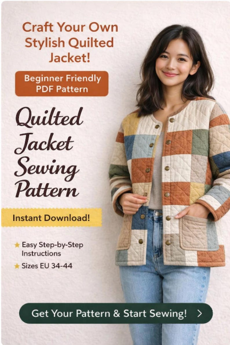 Quilted Jacket Sewing Pattern | EU 34–44 (digital Download) - Etsy