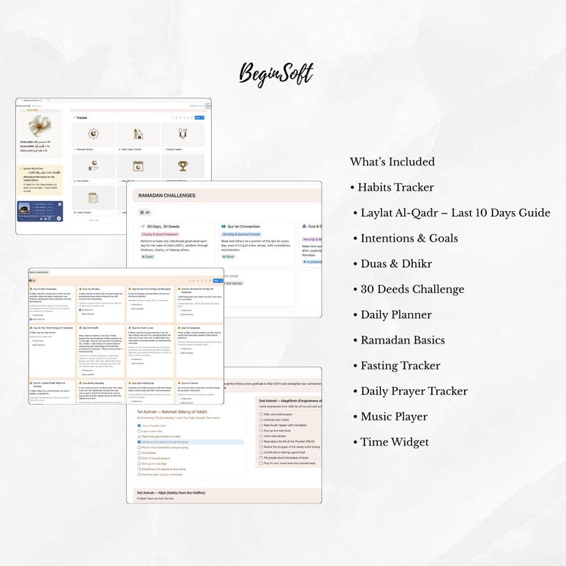 Ramadan 2026 Notion Planner Islamic Daily Tracker Habit Fasting Quran ...