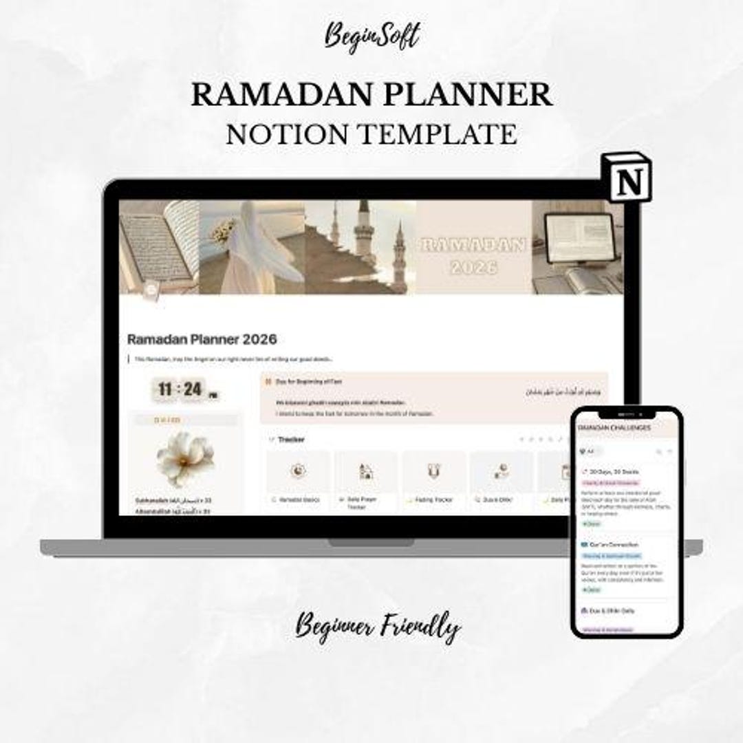 Ramadan Planner Notion Template: Islamic Daily Tracker (digital ...