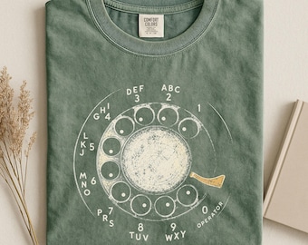 Vintage Rotary Phone Dial Shirt, Retro Telephone Graphic Tee, Old School Operator Shirt, Nostalgic Phone Lover Gift, Grunge Vintage Tee