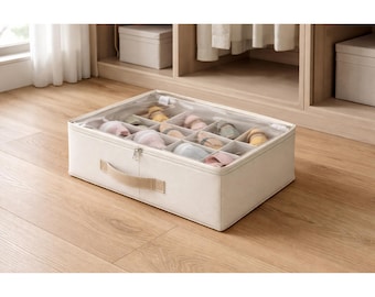 Foldable Shoe Organizer Box, 16 Pairs Storage Cabinet, Clear Cover Dividers