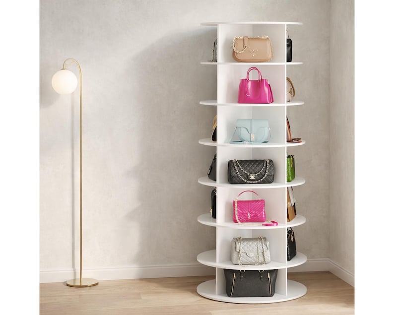 Rotating Shoe Rack Tower, 7 Tier Spinning Shoe Organizer Carousel, 360 ...