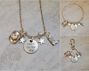 Reach for the Sky - Toy Story Bracelet, Keychain or Necklace with Cowboy Hat, Boot and Star charms