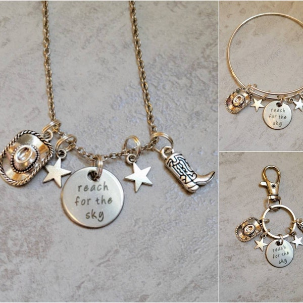 Reach for the Sky - Toy Story Bracelet, Keychain or Necklace with Cowboy Hat, Boot and Star charms