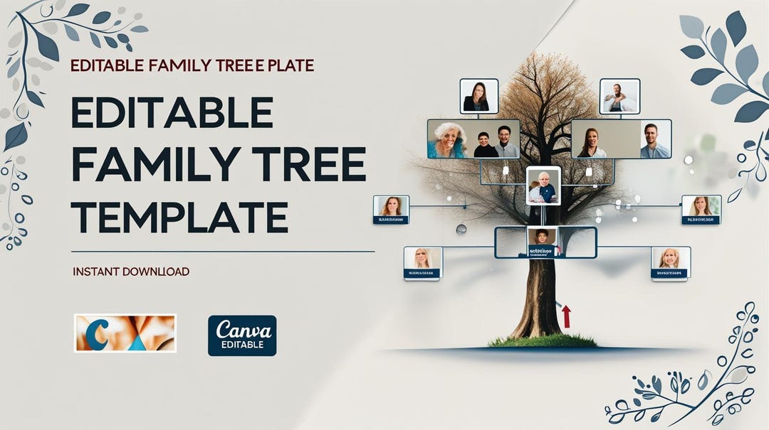 Editable Family Tree Template, Genealogy Chart, Ancestry Wall Art ...