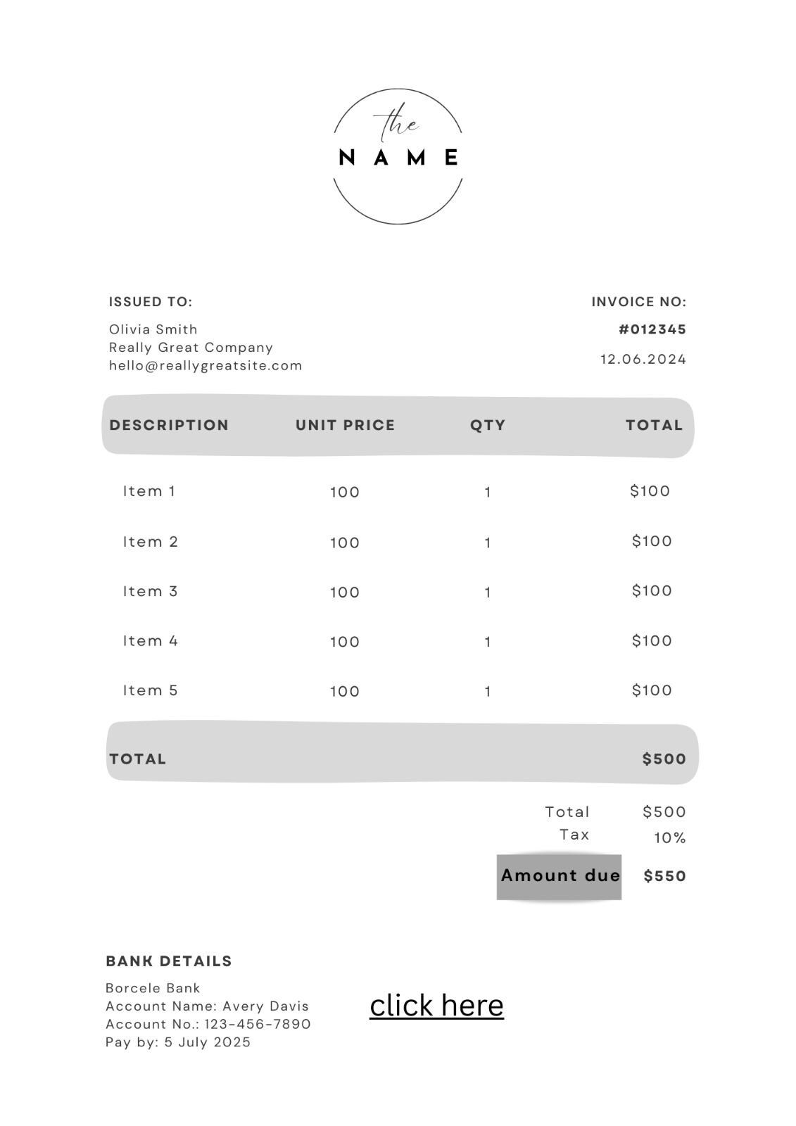 Editable Invoice Template | Canva Design for Small Business (digital ...