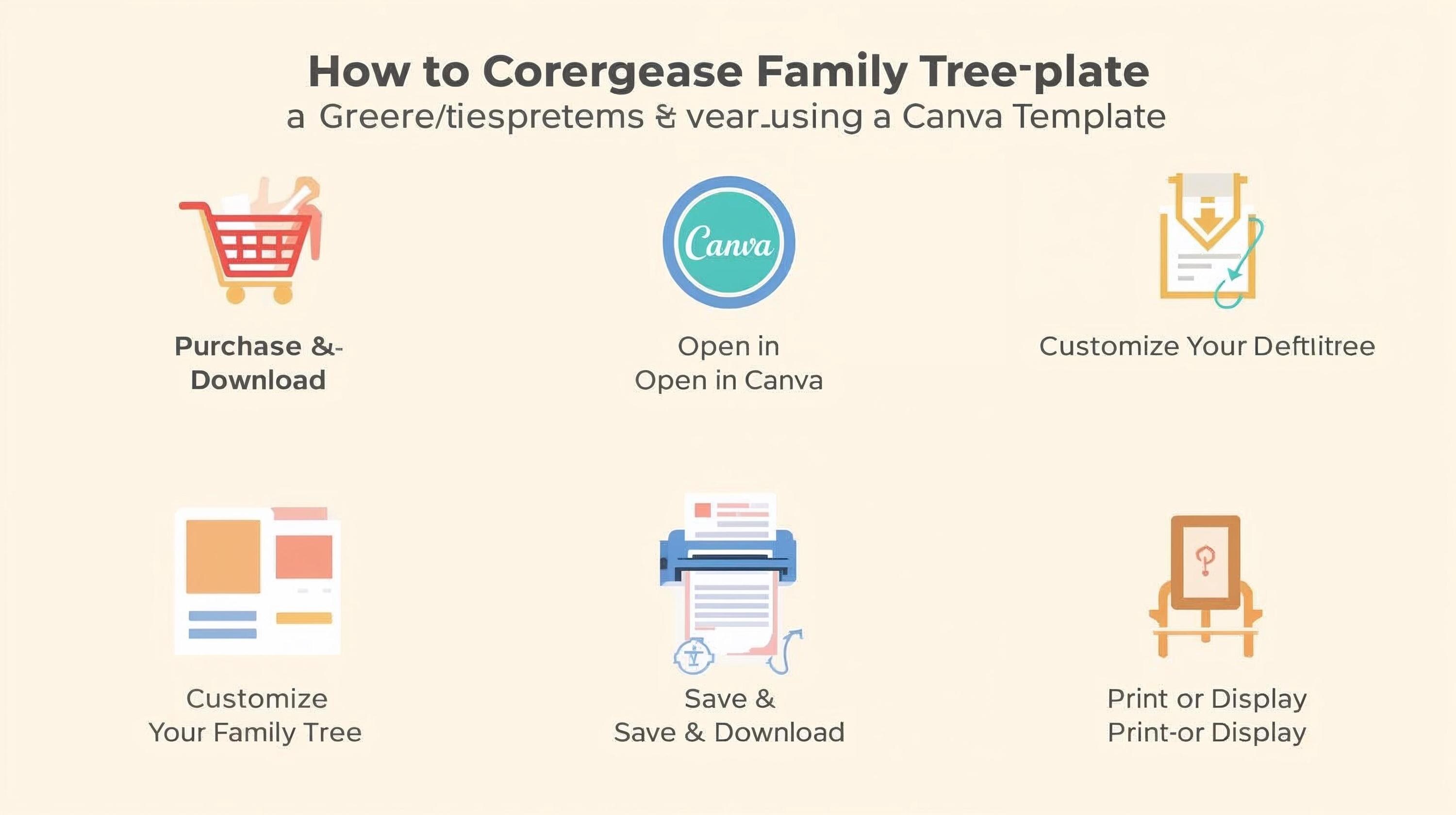 3 Generation Family Tree Template | Editable Ancestry Chart (canva ...