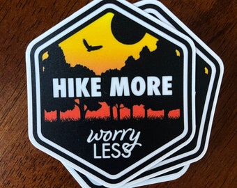 Hike More Worry Less vinyl sticker