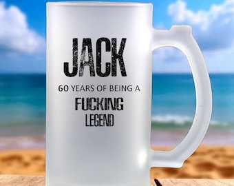 Personalised 60th Birthday Legend Glass Beer Stein  60 Year Old Male/Female