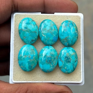 AAA+ Mohave Turkos Cabochon: Oval Platt Ädelsten bild 13