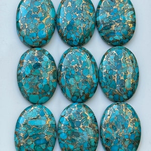 AAA + Blue Cooper Türkis Cabochon: Oval Flat Back Edelstein