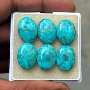 AAA+ Mohave Turkos Cabochon: Oval Platt Ädelsten bild 17