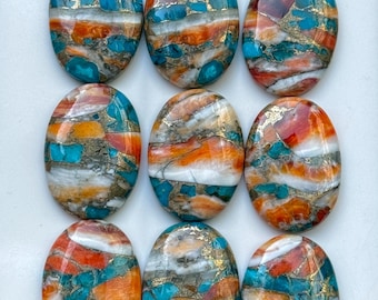 AAA+ Taggig ostron turkos cabochon: Oval platt ädelsten