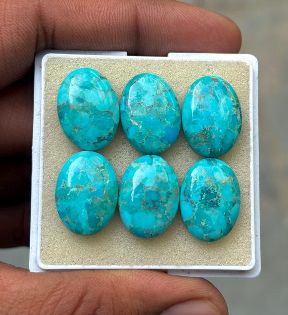 AAA+ Mohave Turquoise Cabochon: Oval Flat Back Gemstone