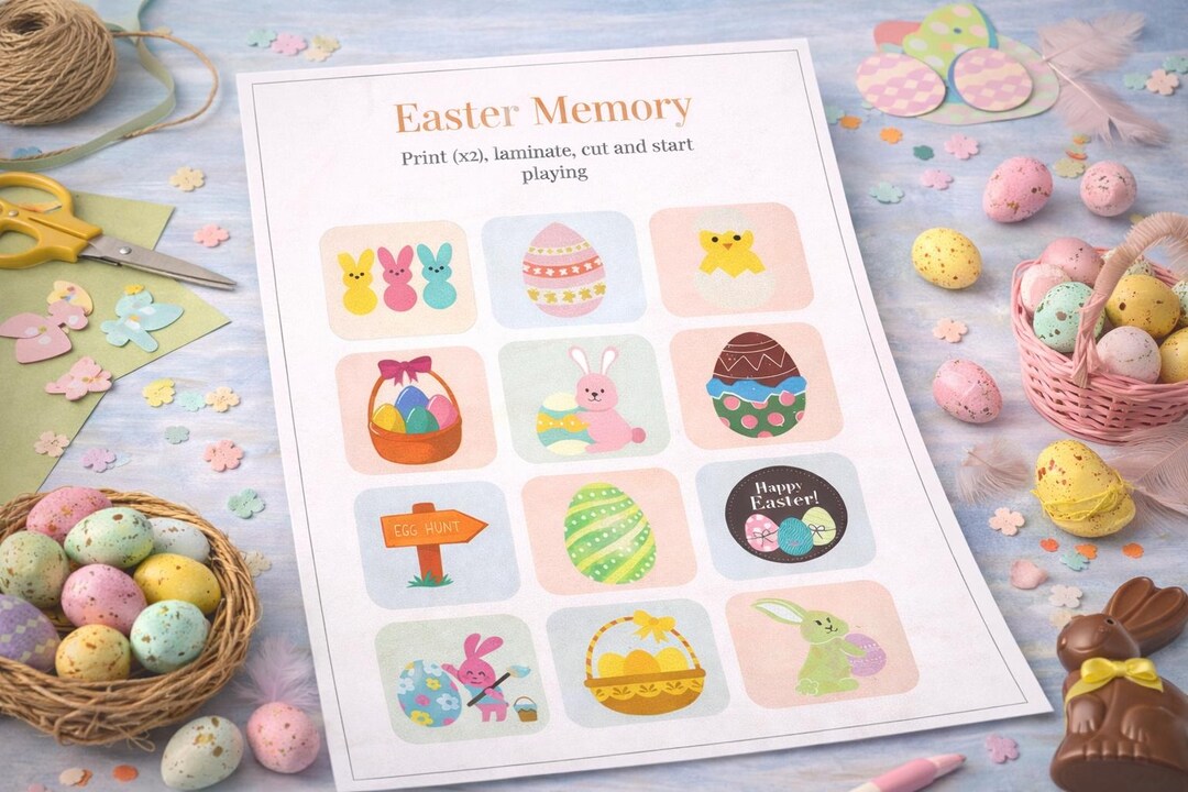 Easter Memory Matching Game | Printable Cards for Kids (PDF Download ...