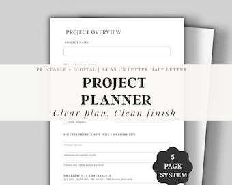 Plan de acción imprimible / Desglose de objetivos y planificador de tareas / Planificación de enfoque mínimo (PDF)