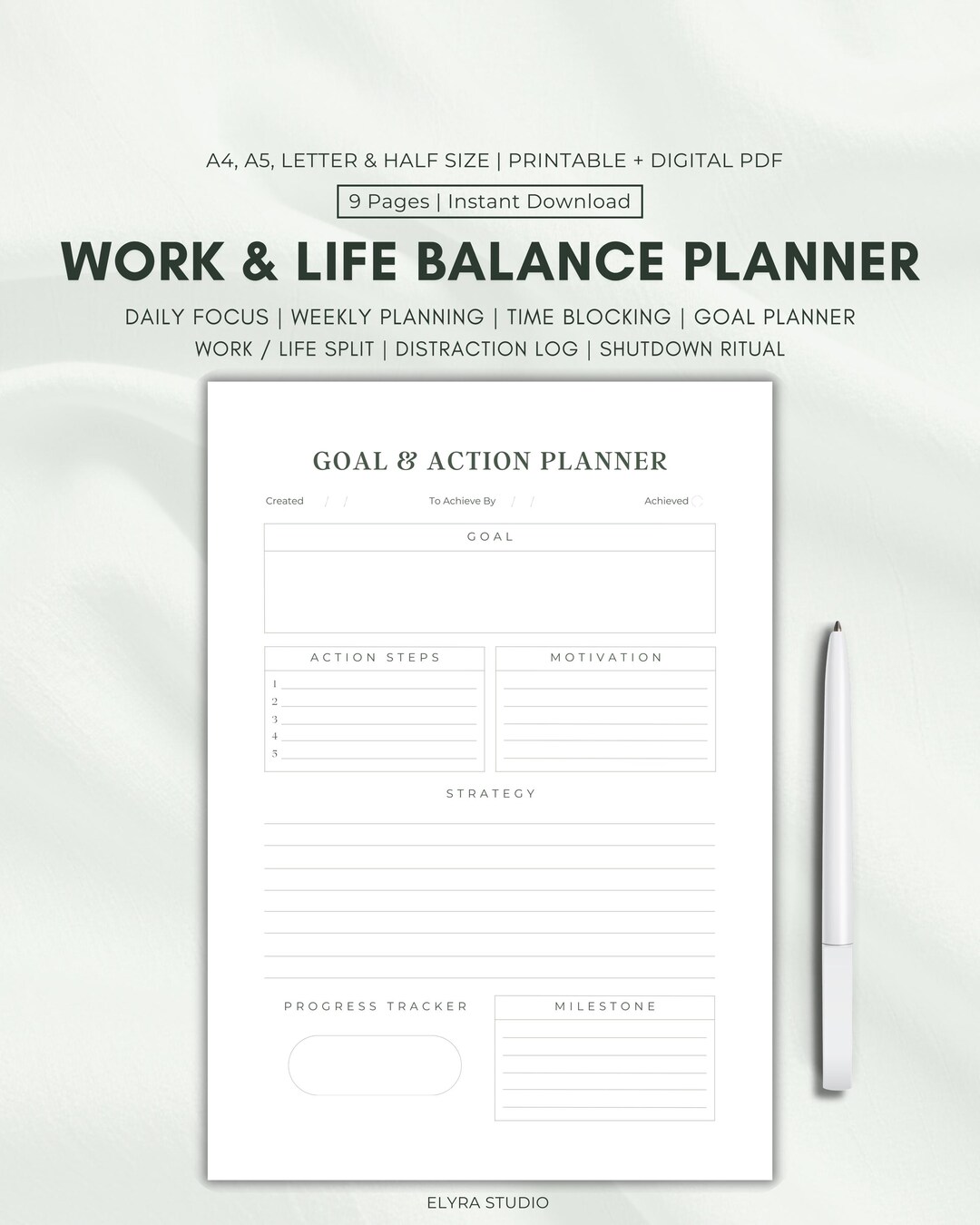 Work Life Balance Planner Printable, Burnout Recovery Planner, Weekly ...