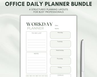 Planificador diario minimalista para la oficina / Productividad laboral en PDF (Descarga digital)