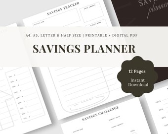 Paquete de seguimiento de ahorros, fondo de reserva, planificador financiero (PDF digital)