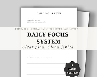 Planificador diario en PDF / Bloqueo de tiempo / Planificador de productividad / Planificador GoodNotes / Sistema de enfoque diario mínimo