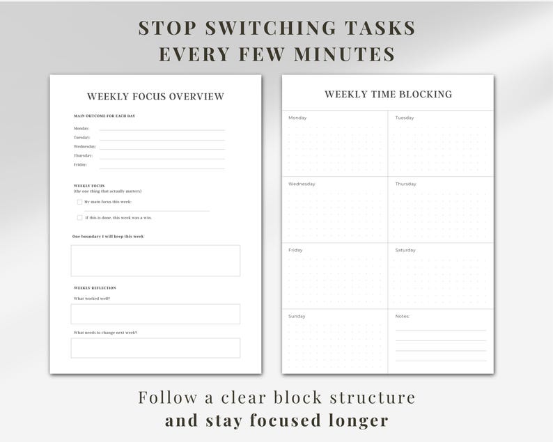 ADHD Time Blocking Planner for Focus | Structured Daily Schedule PDF ...