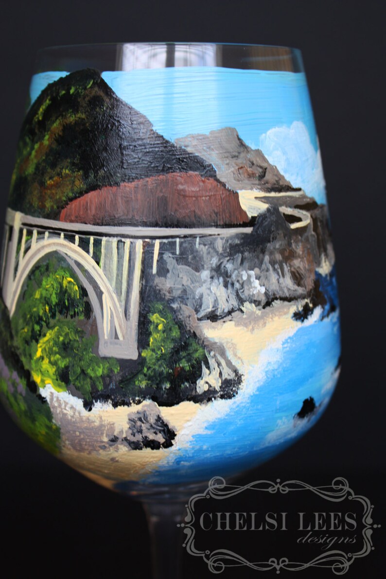 Handpainted Wine Glass San Francisco California CA Big Etsy