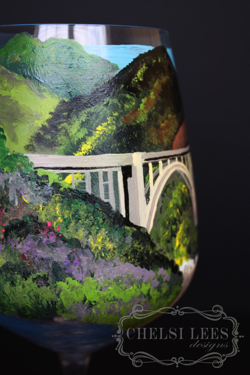 Handpainted Wine Glass San Francisco California CA Big Etsy