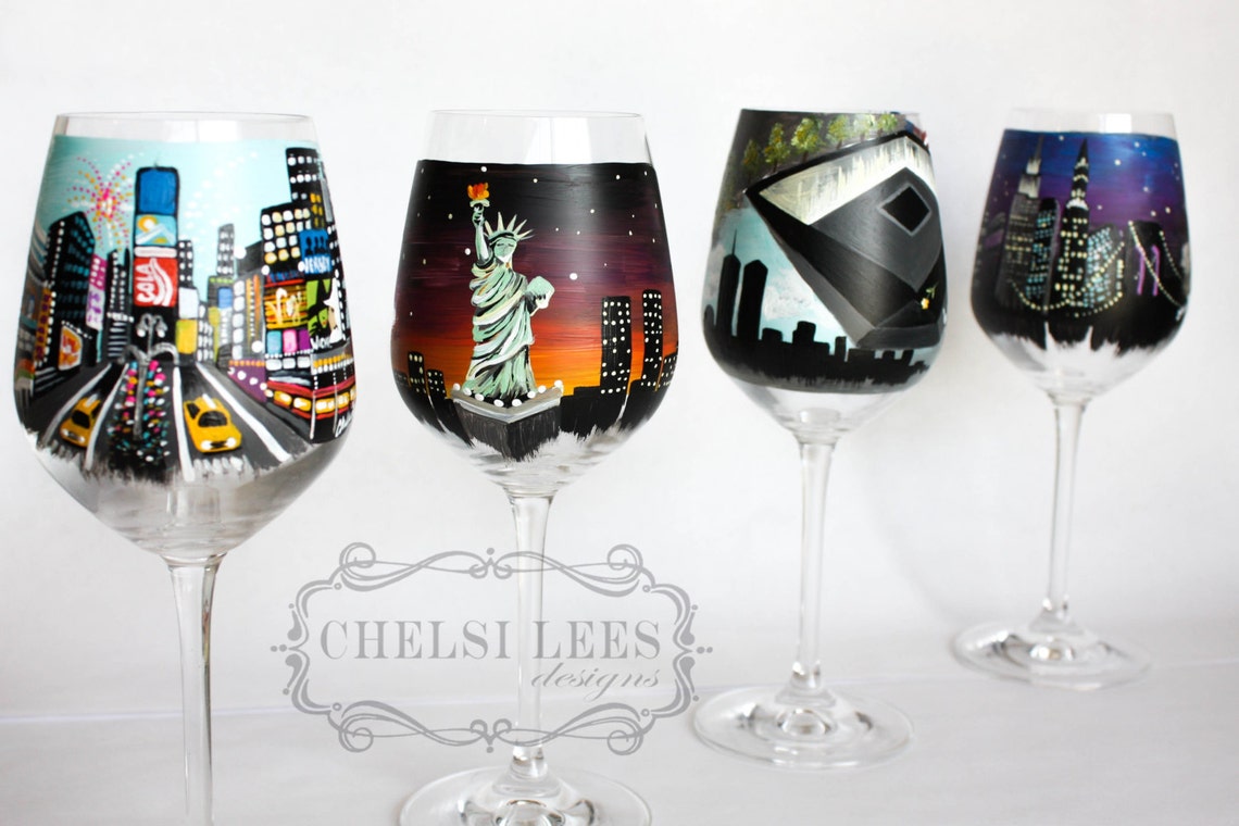 Times Square Wine Glass New York NY 1 Wine Glass Etsy