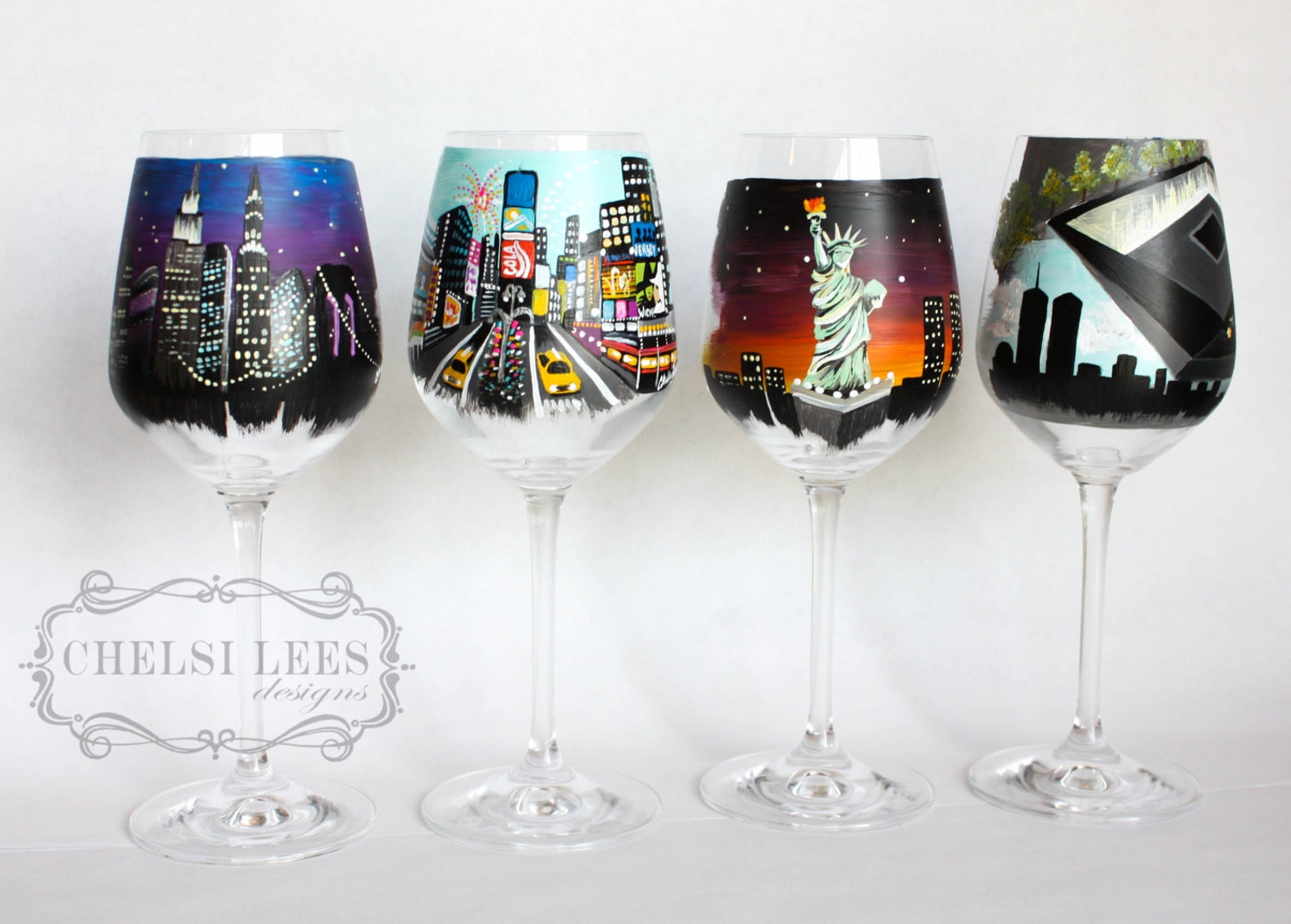 Times Square Wine Glass New York NY 1 Wine Glass Etsy