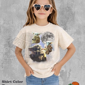 Vintage Grogu-tröja Retro Celestial Moon Animal Tee Söt Alien Kosmisk Kläder Estetisk Grafisk T-shirt Trendig Gåva För Fan Pack Rymdtopp bild 3