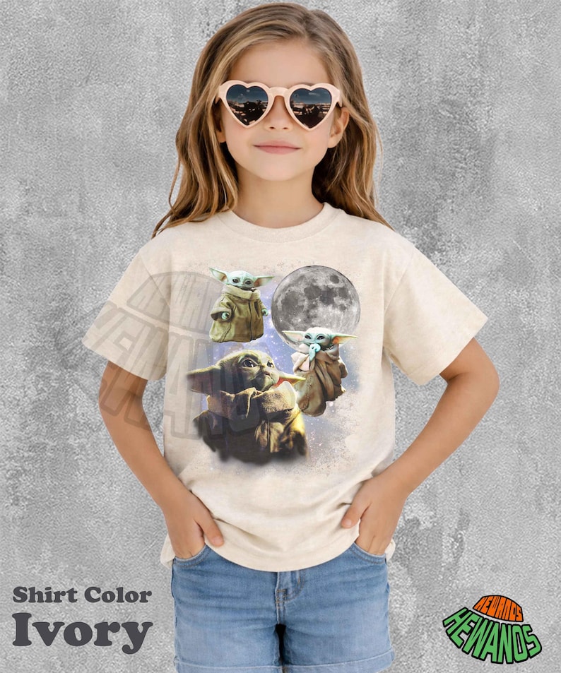 Vintage Grogu-tröja Retro Celestial Moon Animal Tee Söt Alien Kosmisk Kläder Estetisk Grafisk T-shirt Trendig Gåva För Fan Pack Rymdtopp bild 3