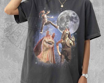 ジャー・ジャー・ビンクスTシャツ、デルフトブルー、スター・ウォーズ