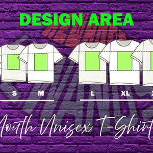 The image is a design area for a youth uniform t-shirt, featuring six different size options labeled as 'XS', 'S', 'M', 'L', 'XL', and 'XXL'.