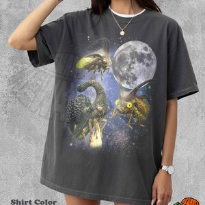 Horned Treehopper Vintage Moon Shirt Retro Animal Insect Tee Celestial Graphic Bug Lover Gift Cottagecore Aesthetic Clothing Trendy Top