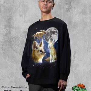 Three Fennec Fox Retro Graphic T-shirts, Vintage Fennec Fox Moon Tshirt, Fennec Fox Shirt, Funny Tee, Oversized Fennec Fox Shirt, Fox Shirt image 4
