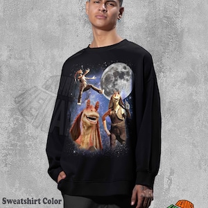 Gungan Moon Shirt, Vintage Jar Jar Binks Tee, Retro Star Wars Tshirt, Gungan Alien Graphic, Sci Fi Animal Clothing, Aesthetic Celestial Top image 4