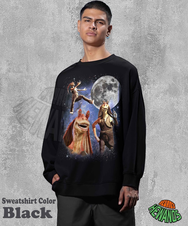 Gungan Moon Shirt, Vintage Jar Jar Binks Tee, Retro Star Wars Tshirt, Gungan Alien Graphic, Sci Fi Animal Clothing, Aesthetic Celestial Top image 4